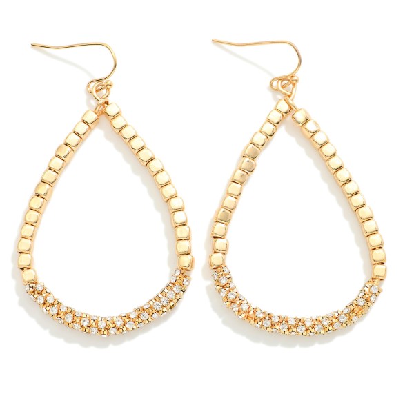 Wholesale metal Beaded Teardrop Drop Earrings Rhinestone Wrapping L
