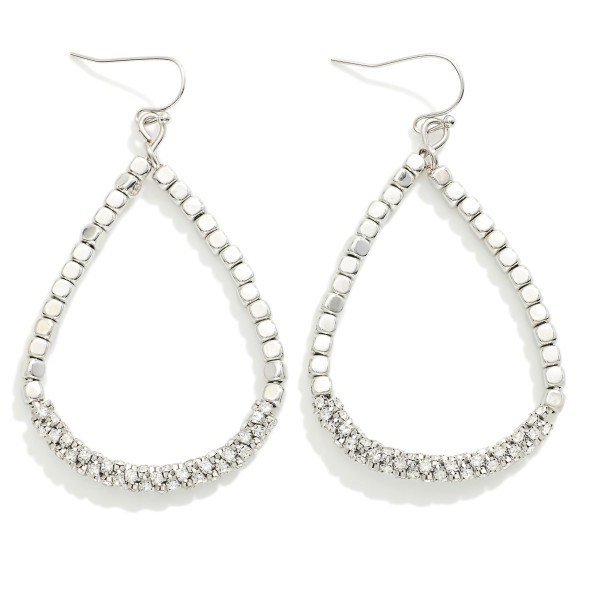 Wholesale metal Beaded Teardrop Drop Earrings Rhinestone Wrapping L
