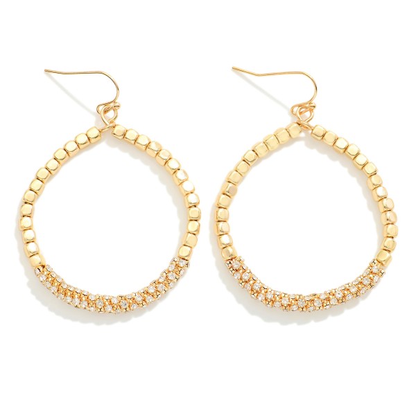 Wholesale metal Beaded Hoop Earrings Rhinestone Wrapped L