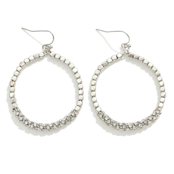 Wholesale metal Beaded Hoop Earrings Rhinestone Wrapped L