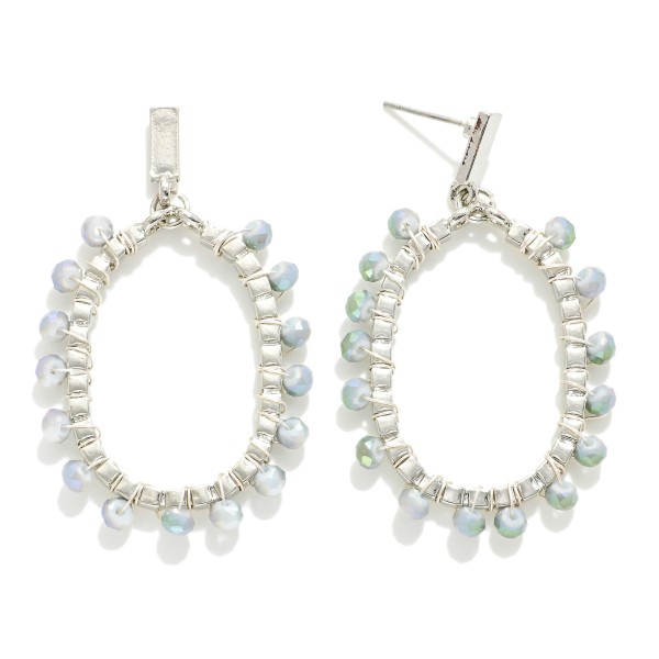 Wholesale beaded Metal Wire Wrapped Metal Oval Drop Earrings L