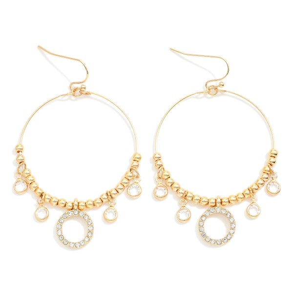 Wholesale metal Beaded Hoop Drop Earrings Glass Crystal Rhinestone Circle Charms