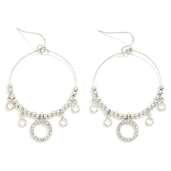 Wholesale metal Beaded Hoop Drop Earrings Glass Crystal Rhinestone Circle Charms