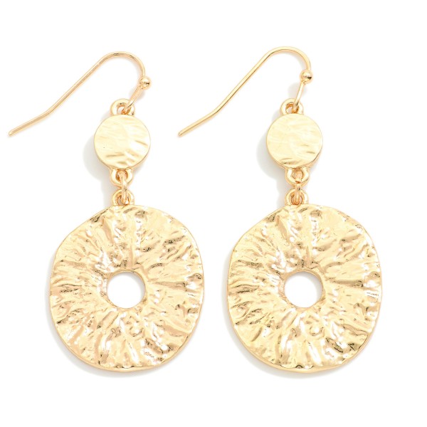 Wholesale linked Textured Metal Circle Drop Earrings L