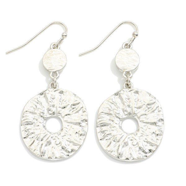 Wholesale linked Textured Metal Circle Drop Earrings L