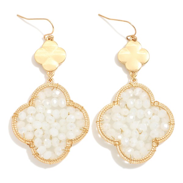 Wholesale wire Wrapped Beaded Clover Drop Earrings Metal Linked Clover L