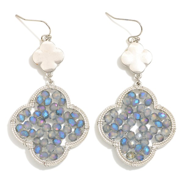 Wholesale wire Wrapped Beaded Clover Drop Earrings Metal Linked Clover L