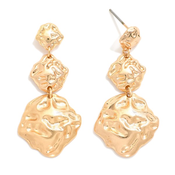 Wholesale linked Hammered Metal Post Drop Earrings L