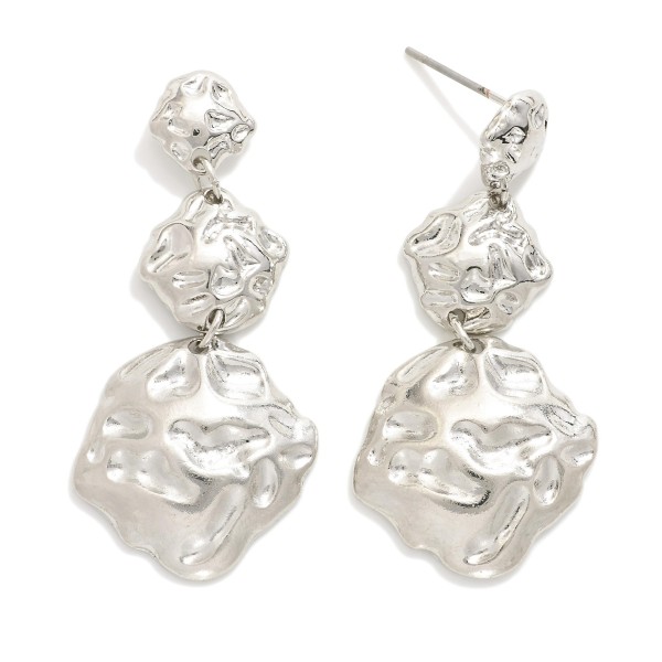 Wholesale linked Hammered Metal Post Drop Earrings L