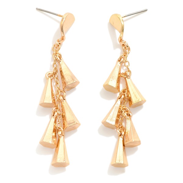 Wholesale linked Metal Cone Post Drop Earrings L