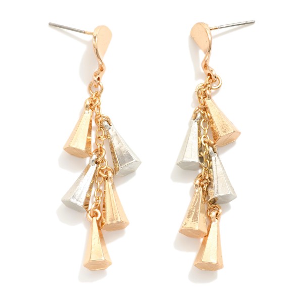 Wholesale linked Metal Cone Post Drop Earrings L