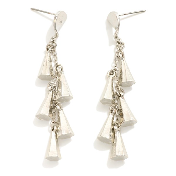 Wholesale linked Metal Cone Post Drop Earrings L