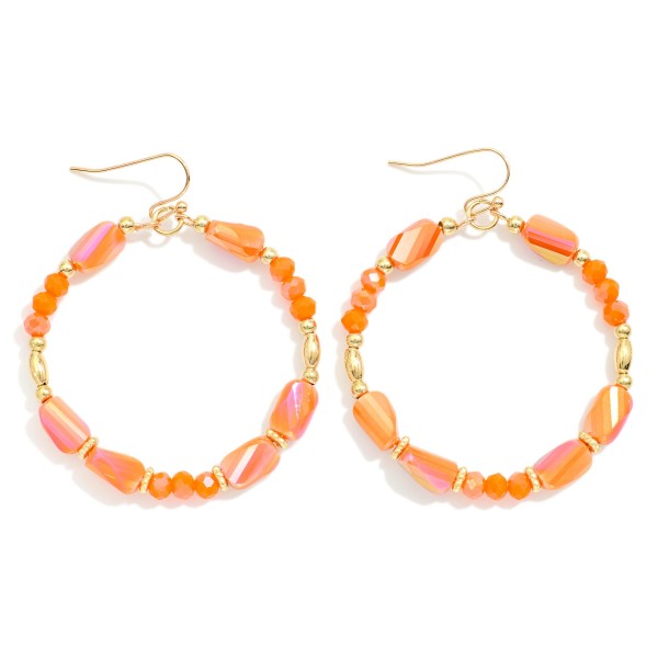 Wholesale faceted Bead Hoop Drop Earrings L