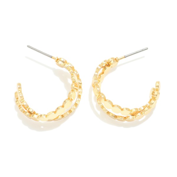 Wholesale metal Flat Beaded Hoop Earrings D