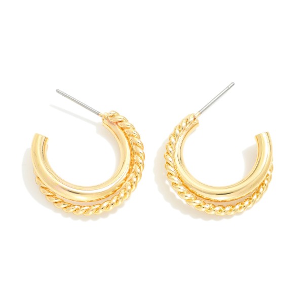 Wholesale metal Hoop Earrings Layered Twisted Metal Detail D Brass Base