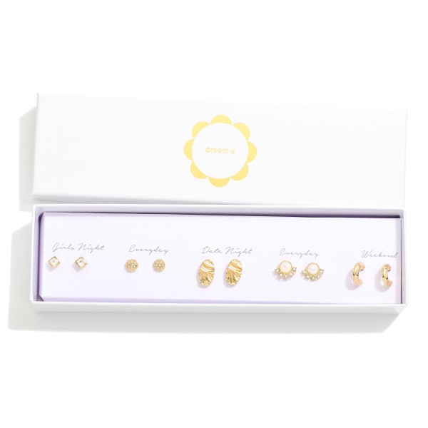 Wholesale set Four Gold Stud Earrings One Set Hoop Earrings L