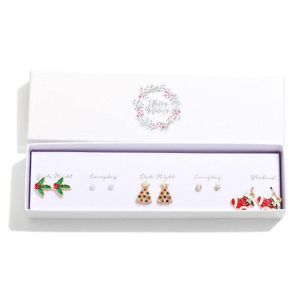 Wholesale set Five Christmas Earrings Rhinestones Pearls L