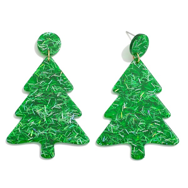 Wholesale glitter Acetate Christmas Tree Post Drop Earrings L