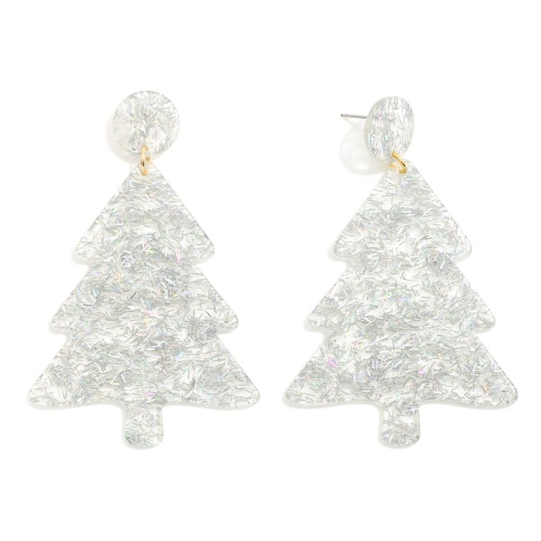 Wholesale glitter Acetate Christmas Tree Post Drop Earrings L