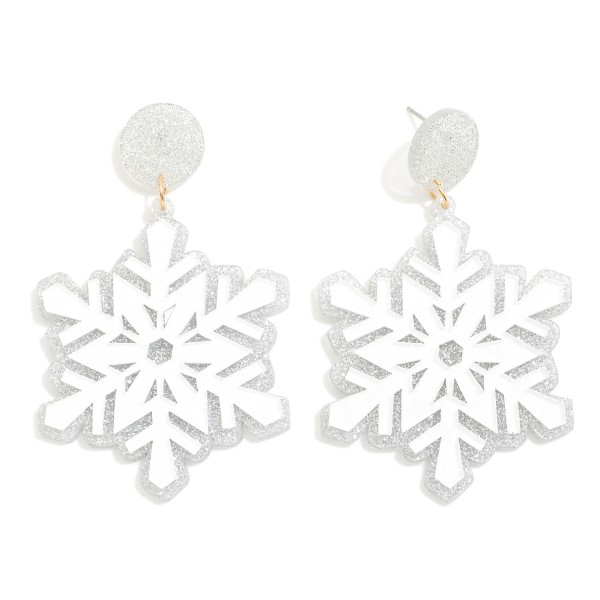 Wholesale glitter Acetate Layered Snowflake Post Drop Earrings L