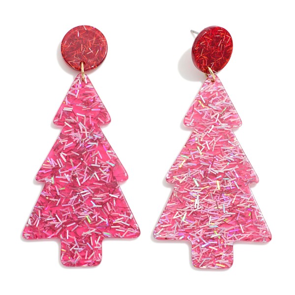 Wholesale acetate Christmas Tree Drop Earrings Metallic Flakes L