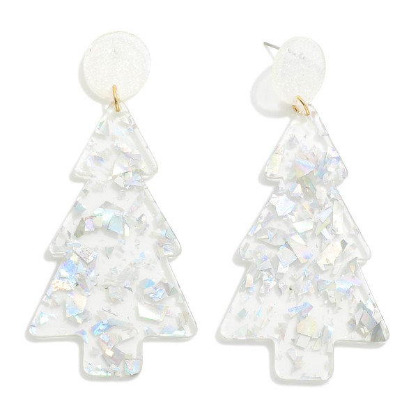 Wholesale acetate Christmas Tree Drop Earrings Metallic Flakes L