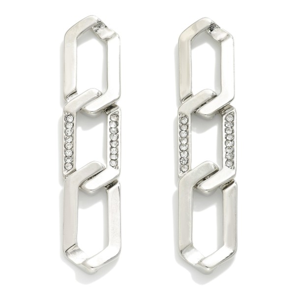 Wholesale flat Chain Link Earrings Rhinestone Details L