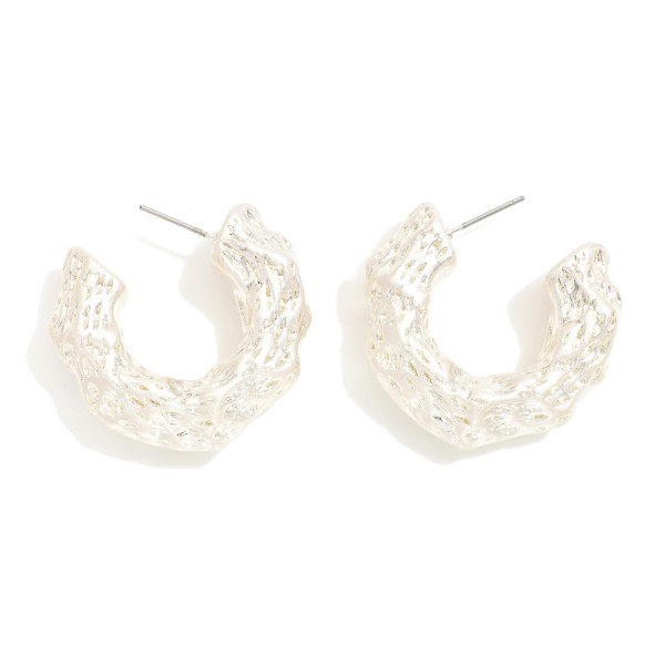 Wholesale chunky Textured Metal Hoop Earrings D
