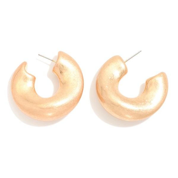 Wholesale pinched Metal Chunky Hoop Earrings D