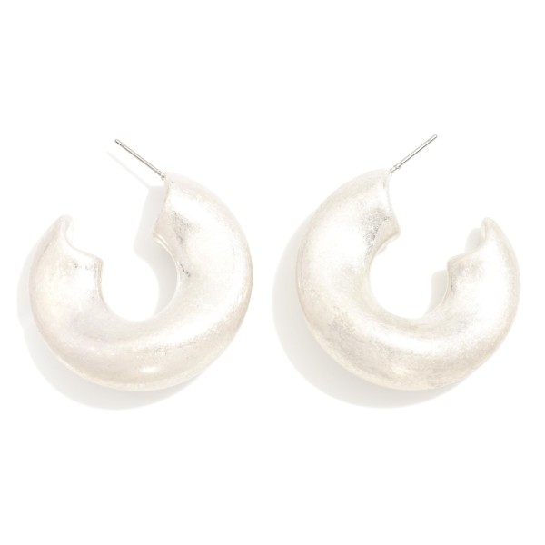Wholesale pinched Metal Chunky Hoop Earrings D