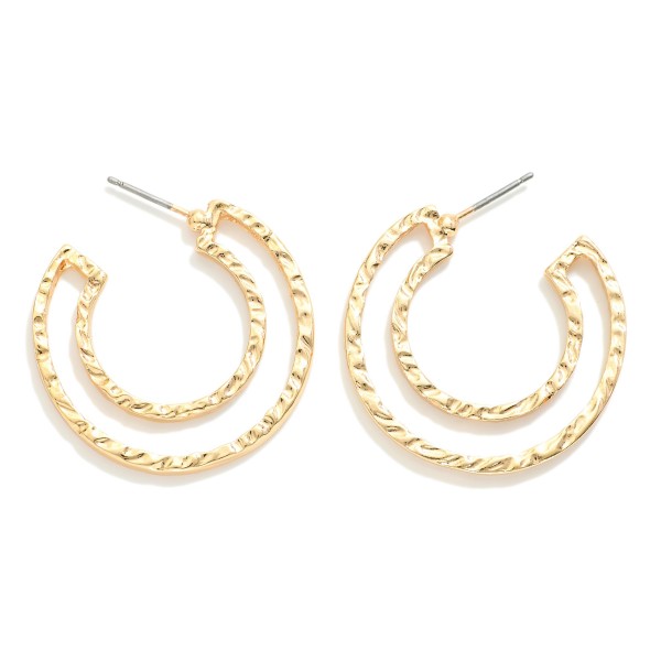 Wholesale hollow Hammered Metal Hoop Earrings D