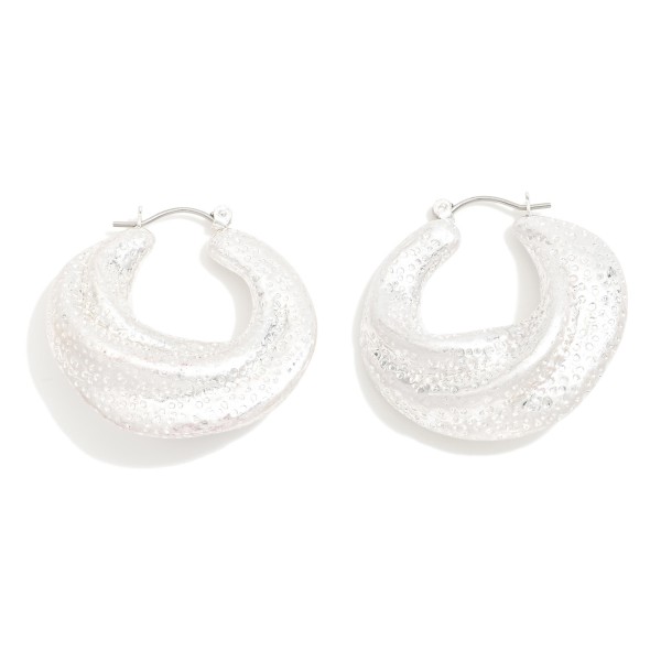 Wholesale chunky Textured Metal Ridged Hoop Earrings D