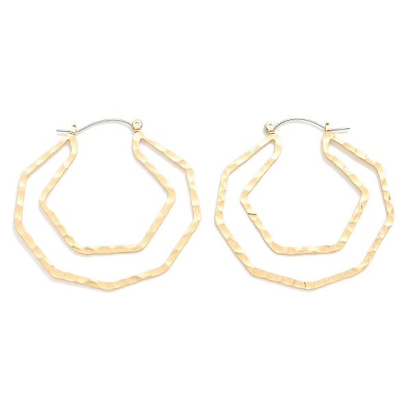 Wholesale layered Hammered Metal Geometric Hoop Earrings D