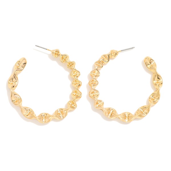 Wholesale pinched Metal Hoop Earrings D