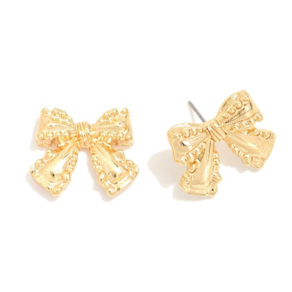 Wholesale chunky Metal Bow Post Drop Earrings
