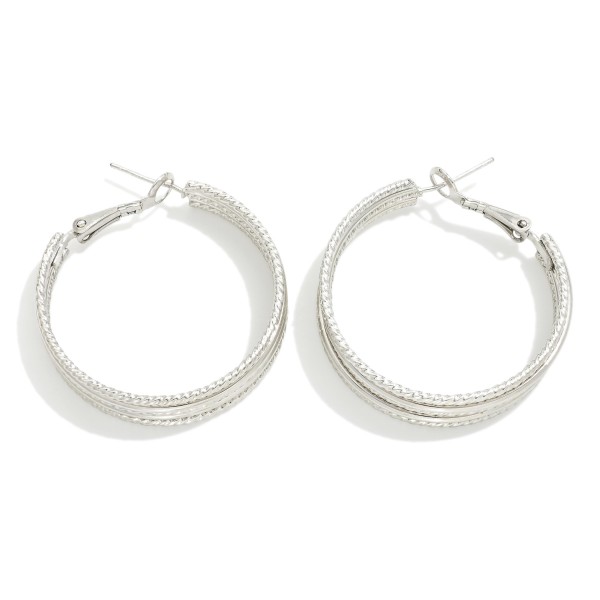 Wholesale layered Twisted Metal Hoop Earrings D