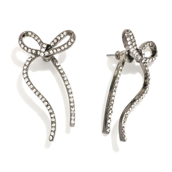 Wholesale rhinestone Studded Peekaboo Bow Post Drop Earrings L