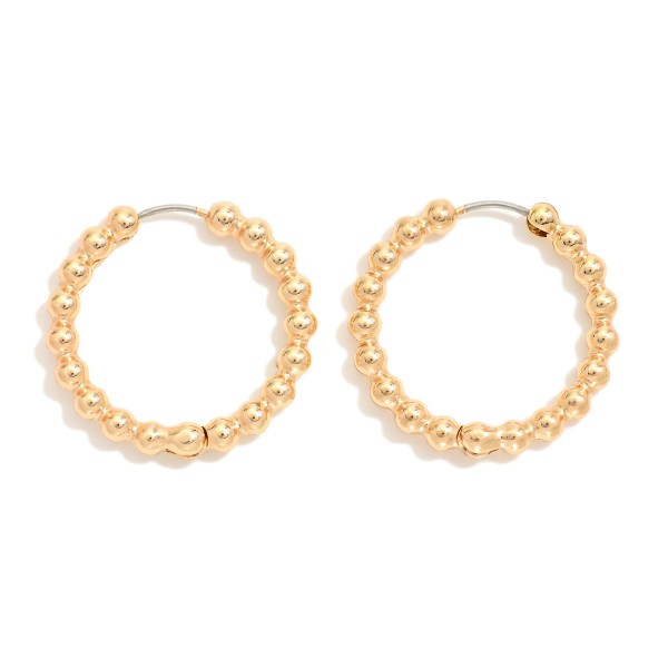 Wholesale metal Hinged Beaded Hoop Earrings D