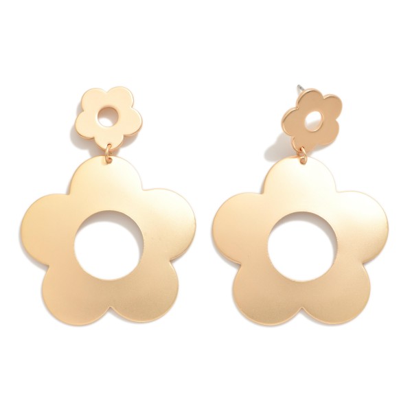 Wholesale linked Metal Flower Post Drop Earrings L