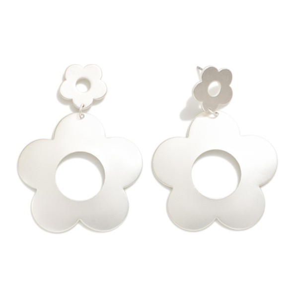 Wholesale linked Metal Flower Post Drop Earrings L
