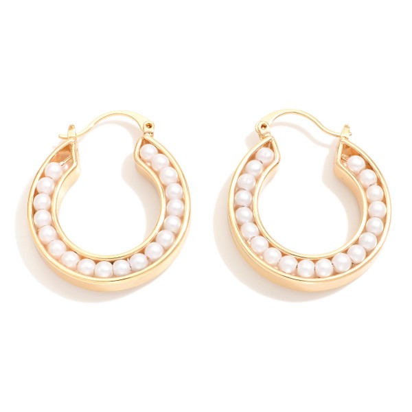 Wholesale metal Hoop Earrings Pearl Details D