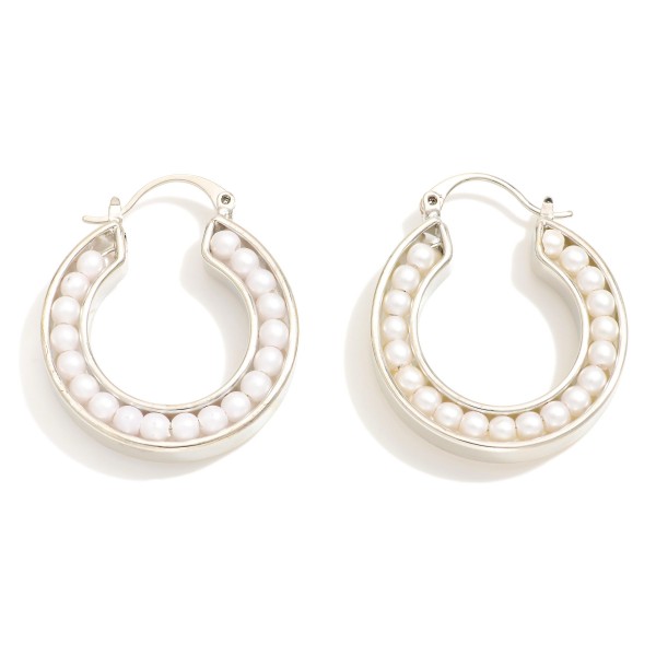 Wholesale metal Hoop Earrings Pearl Details D
