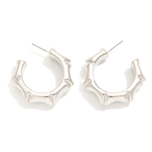Wholesale chunky Metal Bamboo Hoop Earrings D