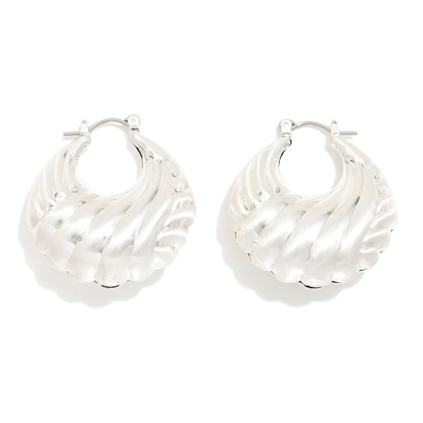 Wholesale chunky Ridged Metal Tapered Hoop Earrings D