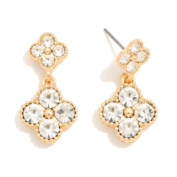 Wholesale rhinestone Studded Linked Clover Drop Earrings L