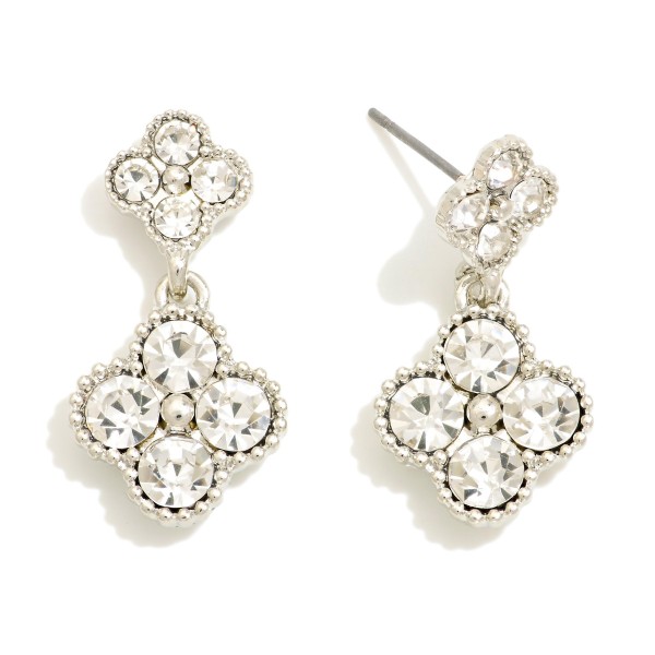 Wholesale rhinestone Studded Linked Clover Drop Earrings L