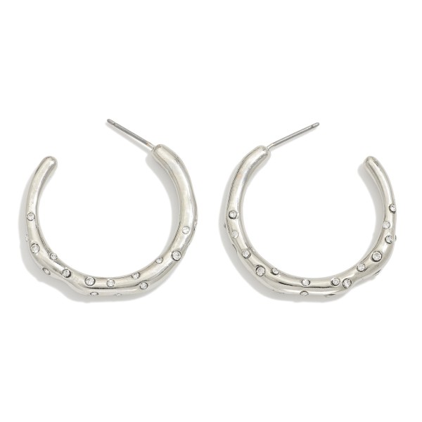 Wholesale metal Curve Hoop Earrings Rhinestone Details D