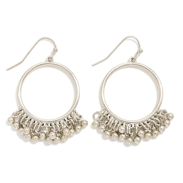 Wholesale metal Drop Hoop Earrings Metal Bead Tassel Details L