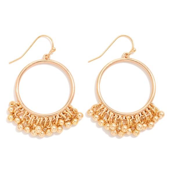 Wholesale metal Drop Hoop Earrings Metal Bead Tassel Details L