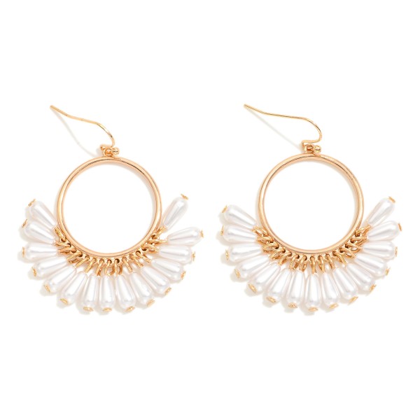 Wholesale metal Hoop Drop Earrings Pearl Tassel Details L